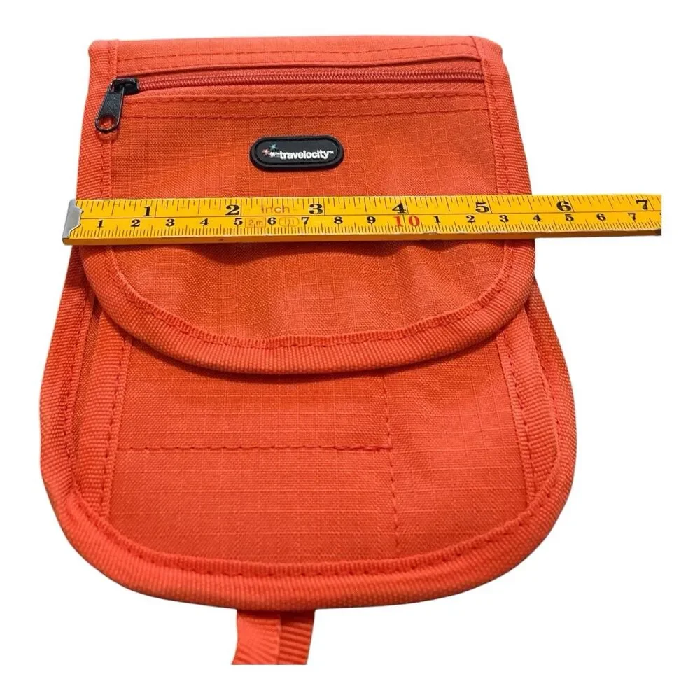 Travelocity Travel Bag Bright Orange Neck Wallet/Passport Holder